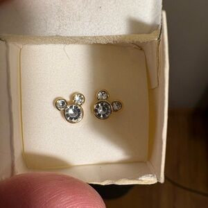 Avon Disney Mickey Gold and Silver Crystal Earrings